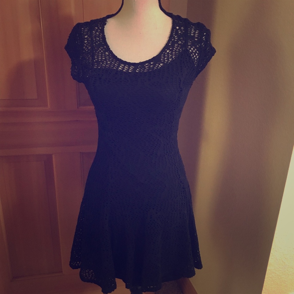 Love Ady mesh and slip little black dress